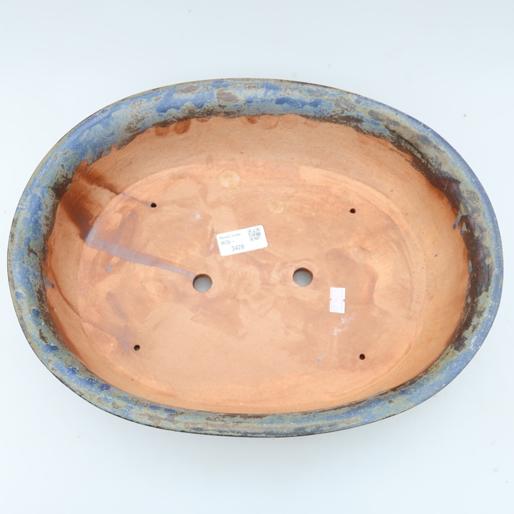 Keramische bonsaipot 36 x 28 x 8,5 cm, kleur bruinblauw