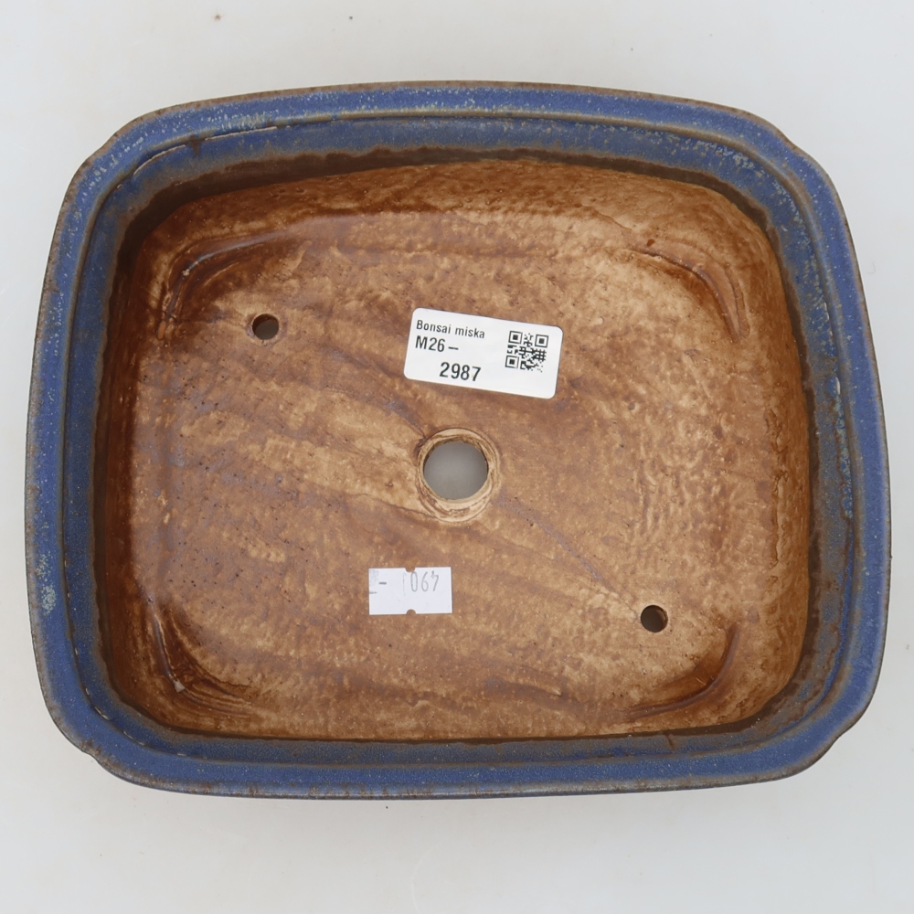 Keramische bonsaipot 20 x 17,5 x 6 cm, kleur: blauw