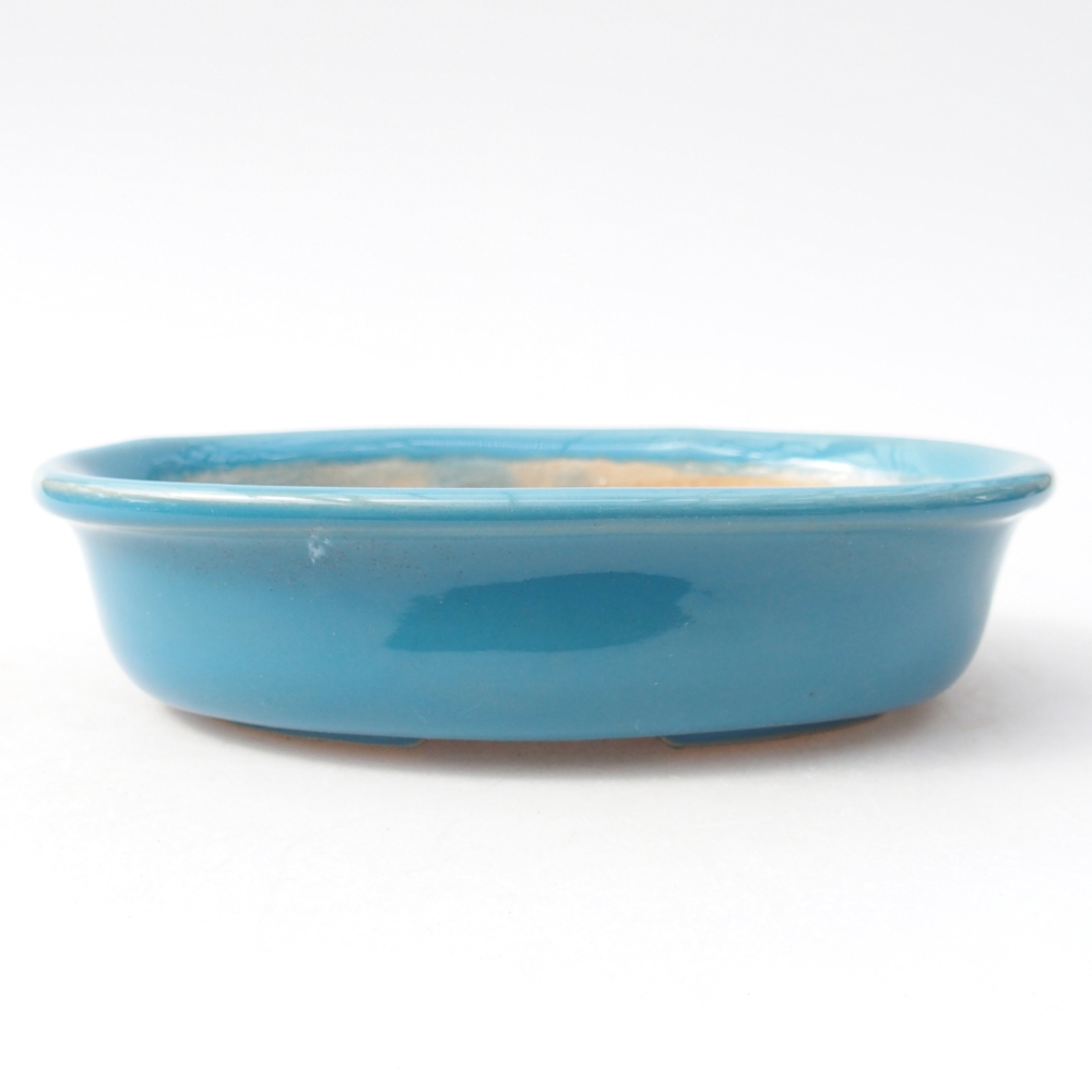 Bonsaischaal van keramiek 14,5 x 10,5 x 3,5 cm, kleur blauw