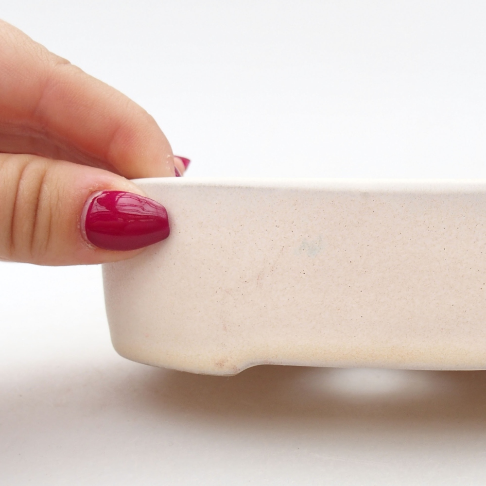 Bonsaischaal van keramiek 12,5 x 10 x 3,5 cm, kleur beige