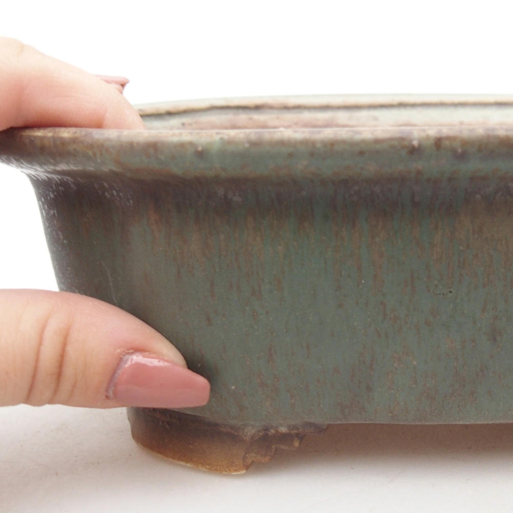 Bonsaischaal van keramiek 20 x 16,5 x 7 cm, groen