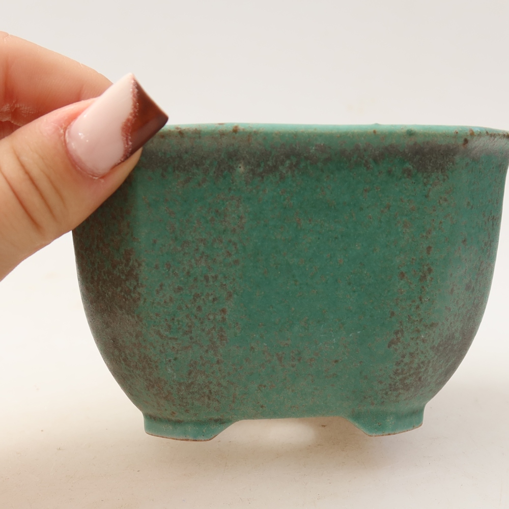 Keramische bonsaipot 10 x 10 x 6,5 cm, kleur groen