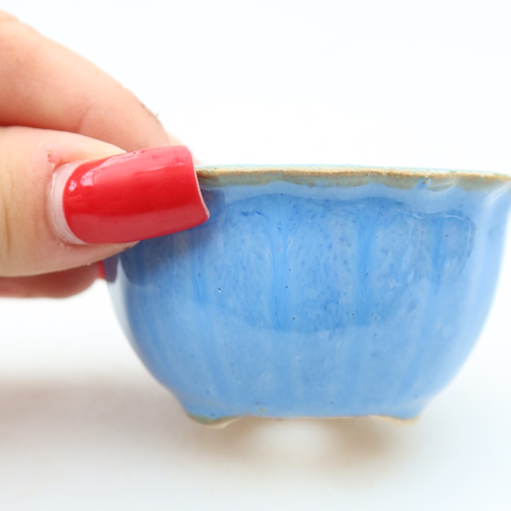 Keramische bonsaischaal 7 x 7 x 4 cm, kleur: blauw