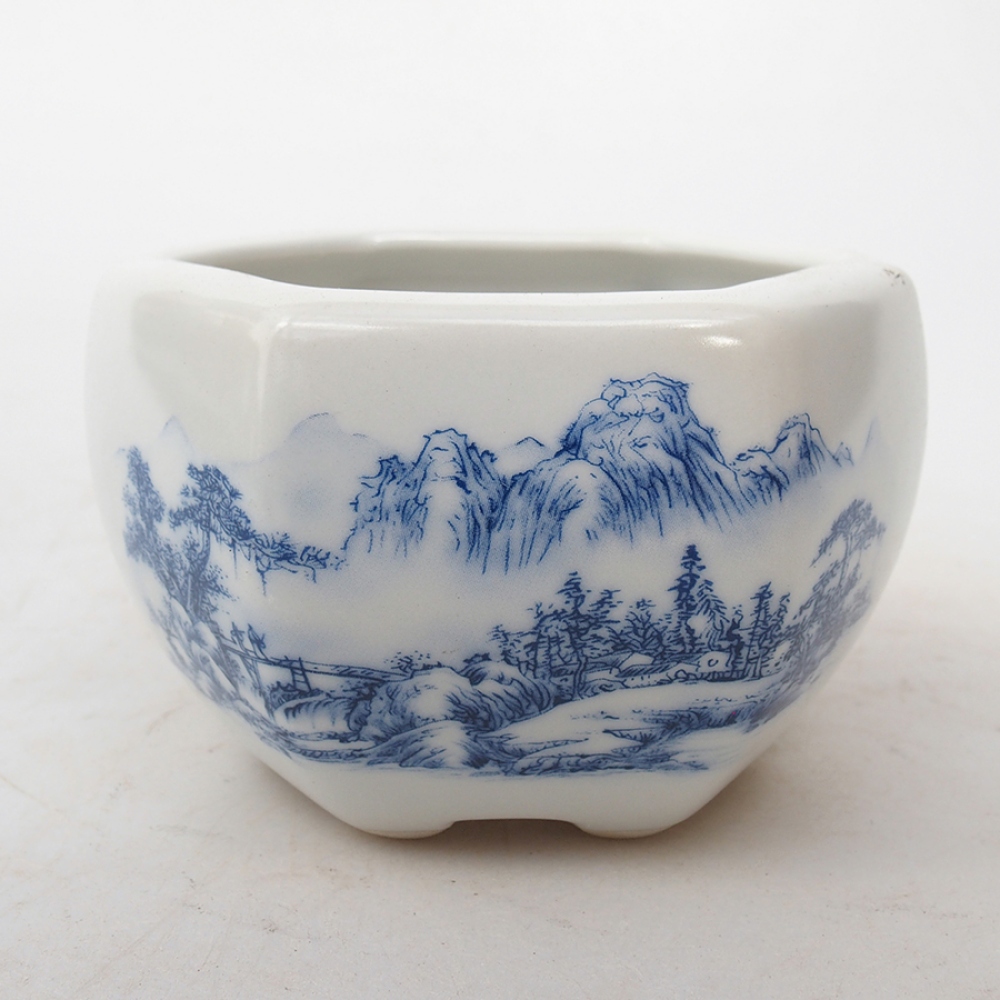 Bonsaischaal van keramiek 10 x 9 x 6 cm, kleur wit