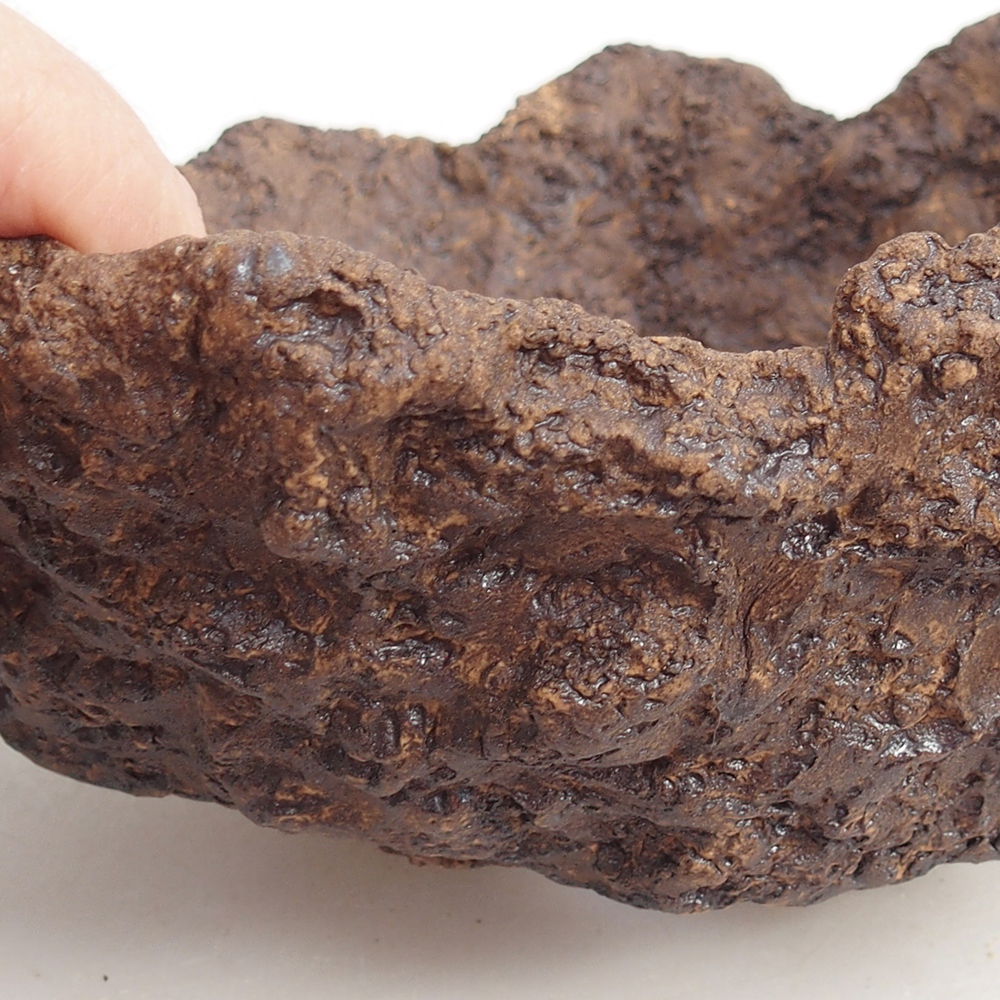 Keramische schaal 19 x 15 x 14 cm , kleur bruin