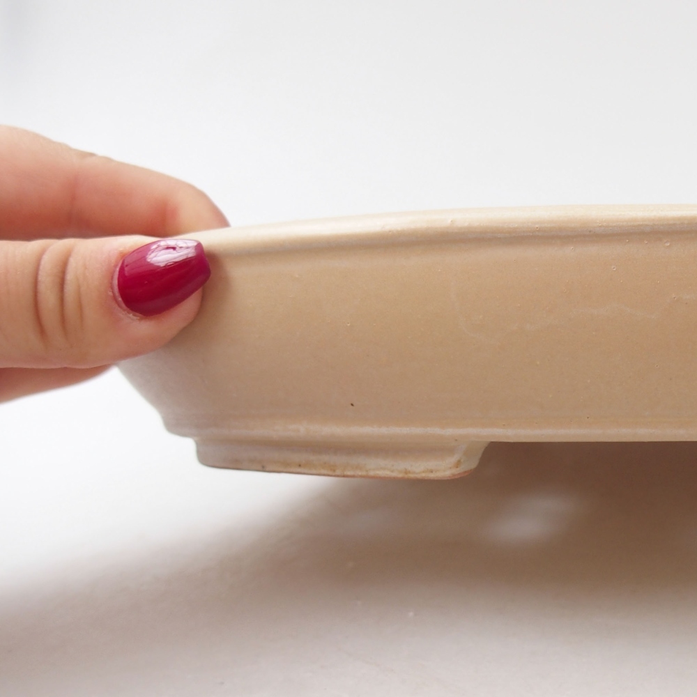Bonsaischaal van keramiek 24,5 x 20 x 4 cm, kleur beige