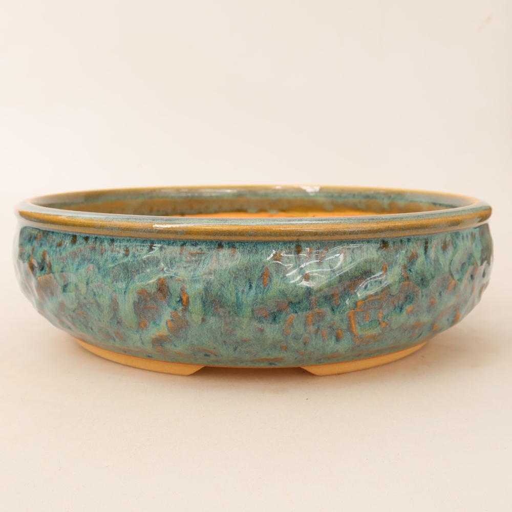 Keramische bonsaischaal 25 x 25 x 7 cm, kleur: groen