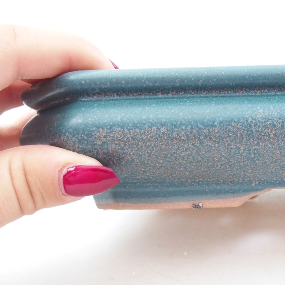 Bonsaischaal van keramiek 18,5 x 13,5 x 4 cm, kleur blauw