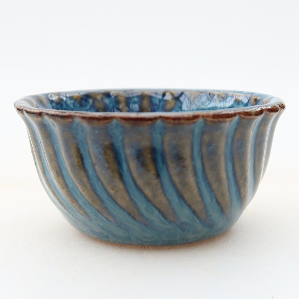 Keramische bonsaischaal 5,5 x 5,5 x 3 cm, kleur: blauw