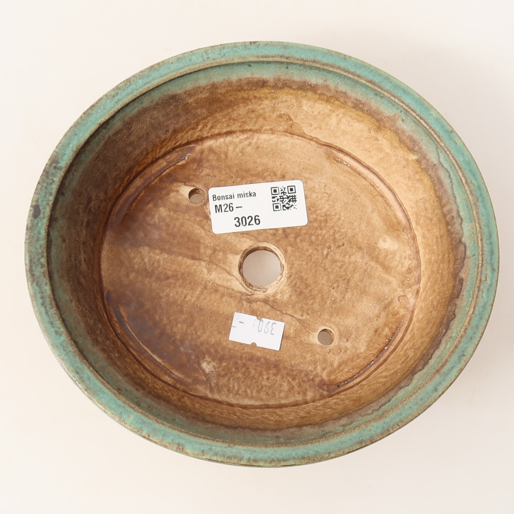 Keramische bonsaipot 17,5 x 16,5 x 4,5 cm, kleur: groen