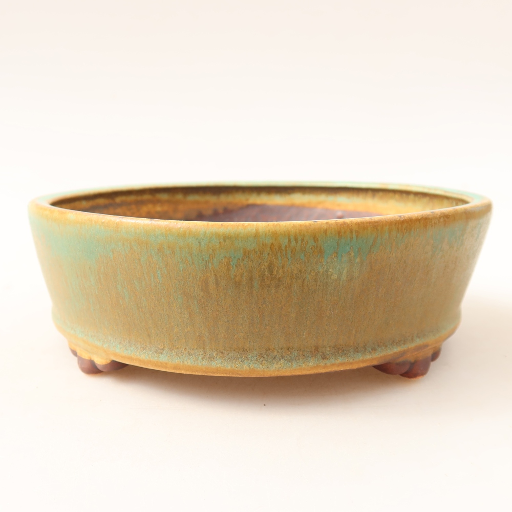 Bonsaischaal van keramiek 15,5 x 15,5 x 5 cm, groen