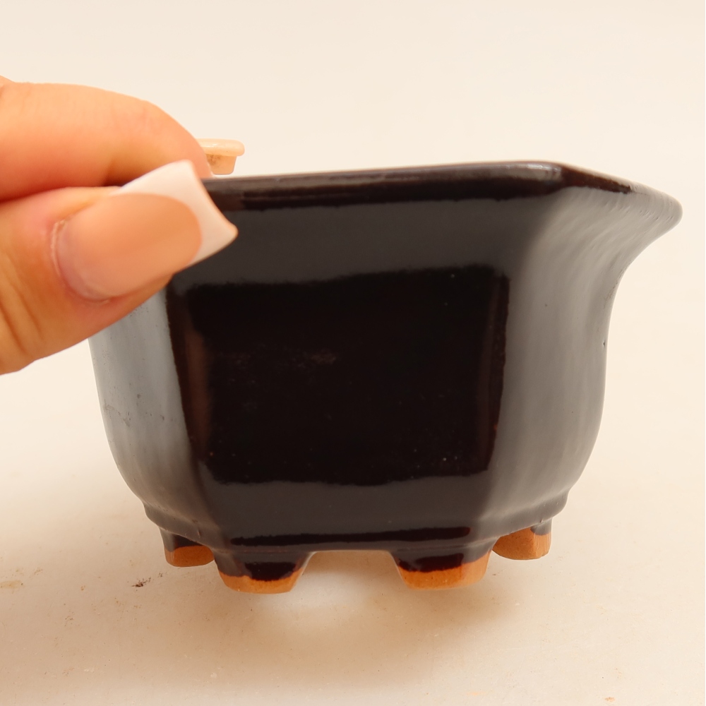 Keramische bonsaipot 10,5 x 9,5 x 5,5 cm, kleur: zwart