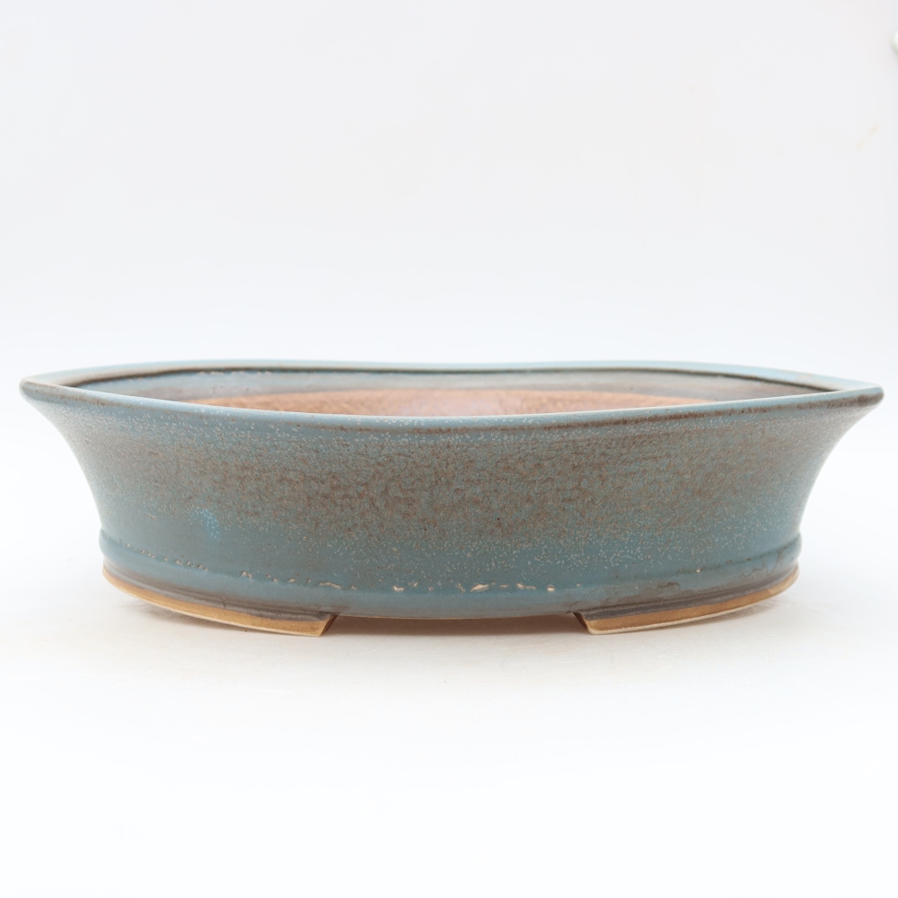Bonsaischaal van keramiek 26,5 x 24 x 5,5 cm, kleur blauw