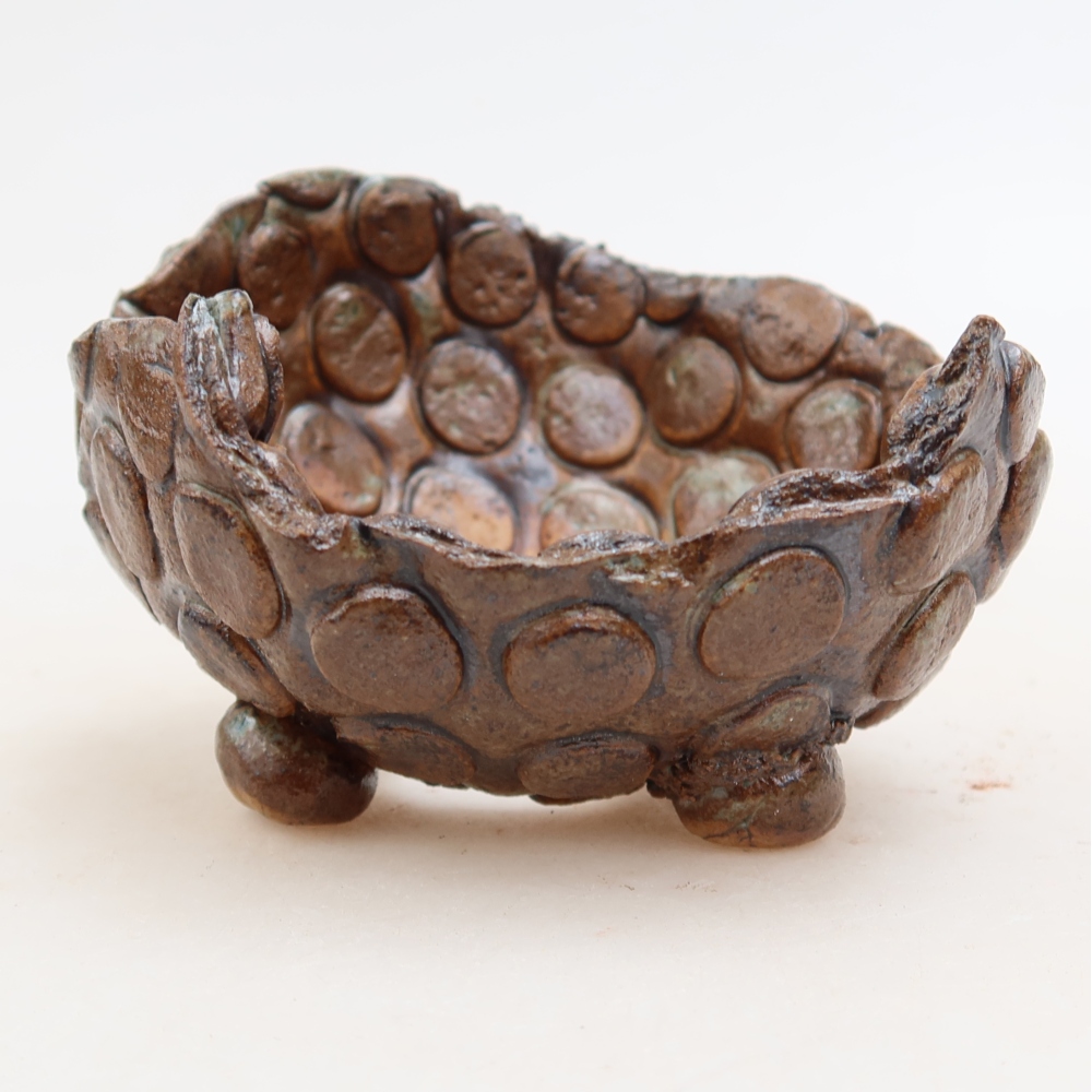 Keramische schaal  8,5 x 8,5 x 6 cm, kleur bruingroen