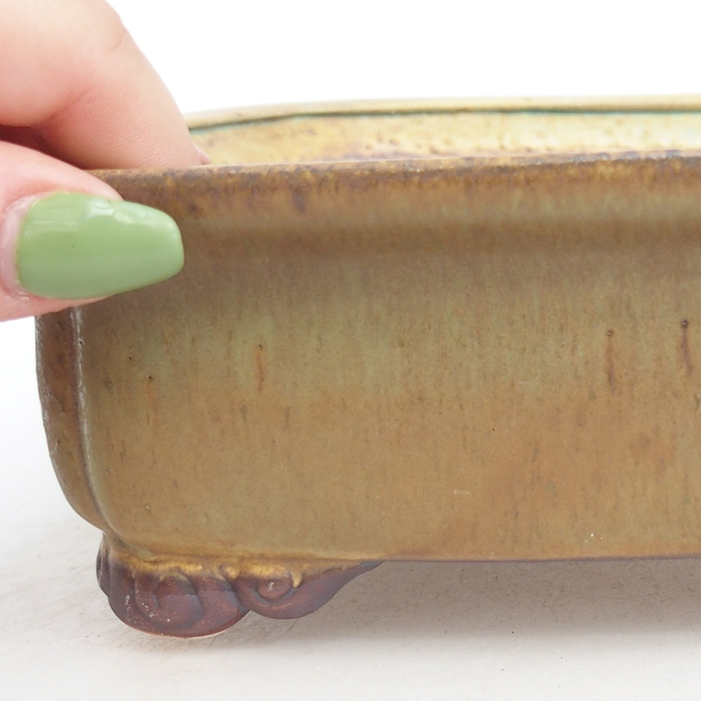 Bonsaischaal van keramiek 20 x 17 x 6 cm, groen