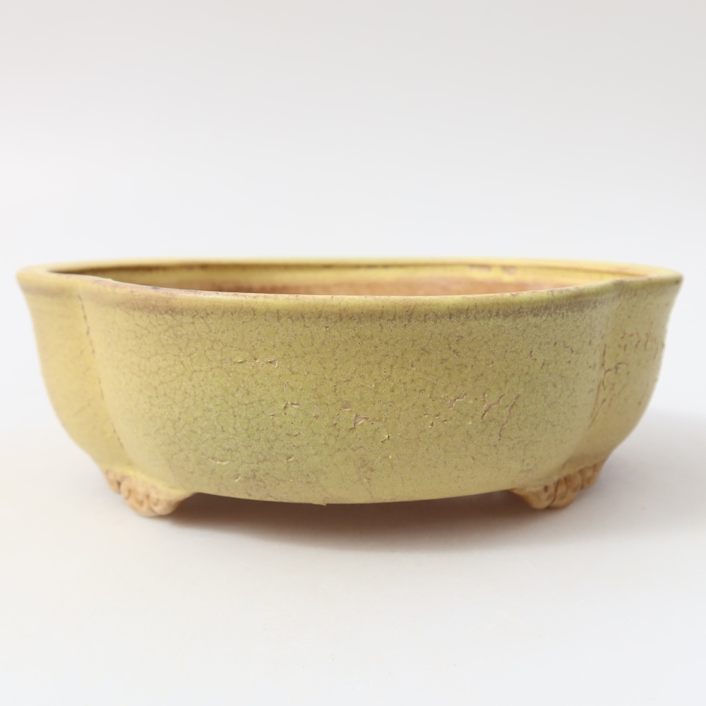 Keramische bonsaipot 17,5 x 15,5 x 5,5 cm, kleur geel