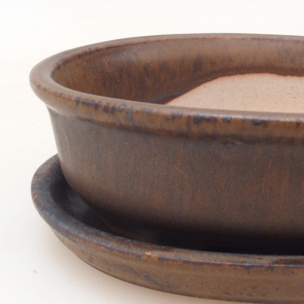 Bonsaischaal + schotel H04 - bruin