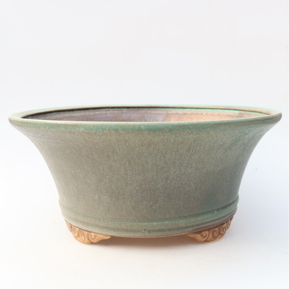 Keramische bonsaischaal 29 x 29 x 12,5 cm, kleur groen