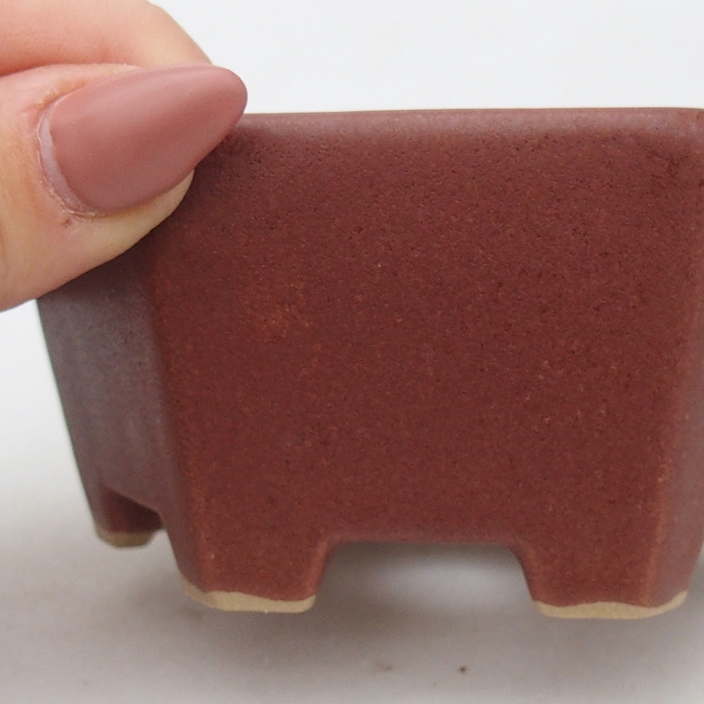 Bonsaischaal van keramiek 10,5 x 9,5 x 5 cm, kleur bordeauxrood