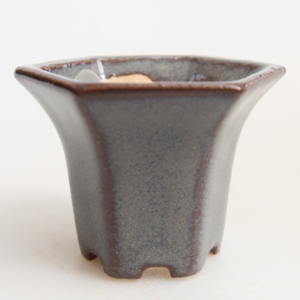 Keramische bonsaipot 4,5 x 4 x 3,5 cm, kleur grijs
