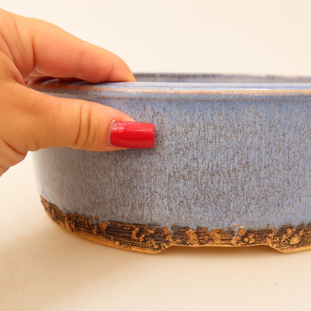 Keramische bonsai-schaal 23,5 x 23,5 x 8 cm, kleur: blauw