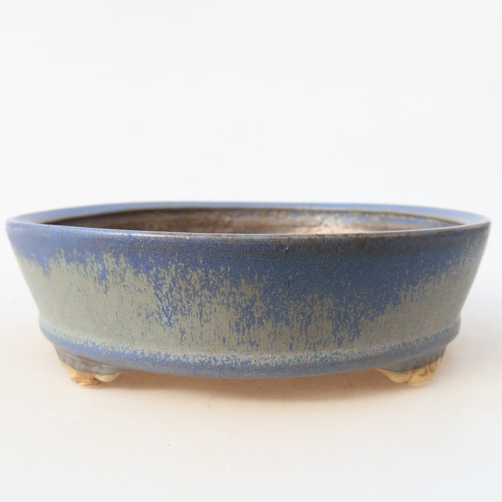 Bonsaischaal van keramiek 18 x 18 x 5 cm, kleur blauw