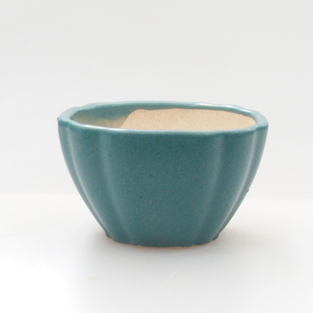 Bonsaischaal van keramiek 6,5 x 5,5 x 4 cm, kleur blauw