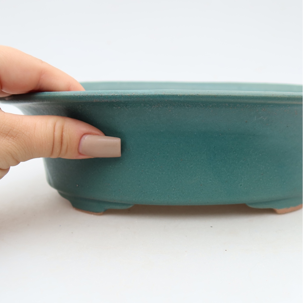 Keramische bonsaischaal 22,5 x 17,5 x 6,5 cm, kleur: blauw