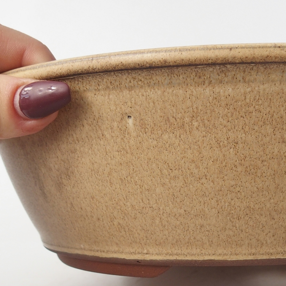 Bonsaischaal van keramiek 19 x 19 x 7 cm, kleur beige