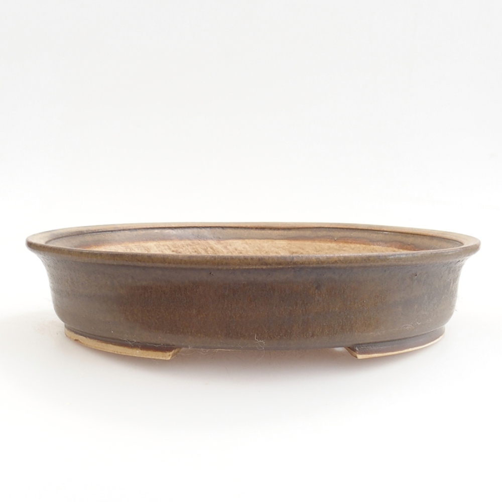 Bonsaischaal van keramiek 25,5 x 23 x 5,5 cm, bruin