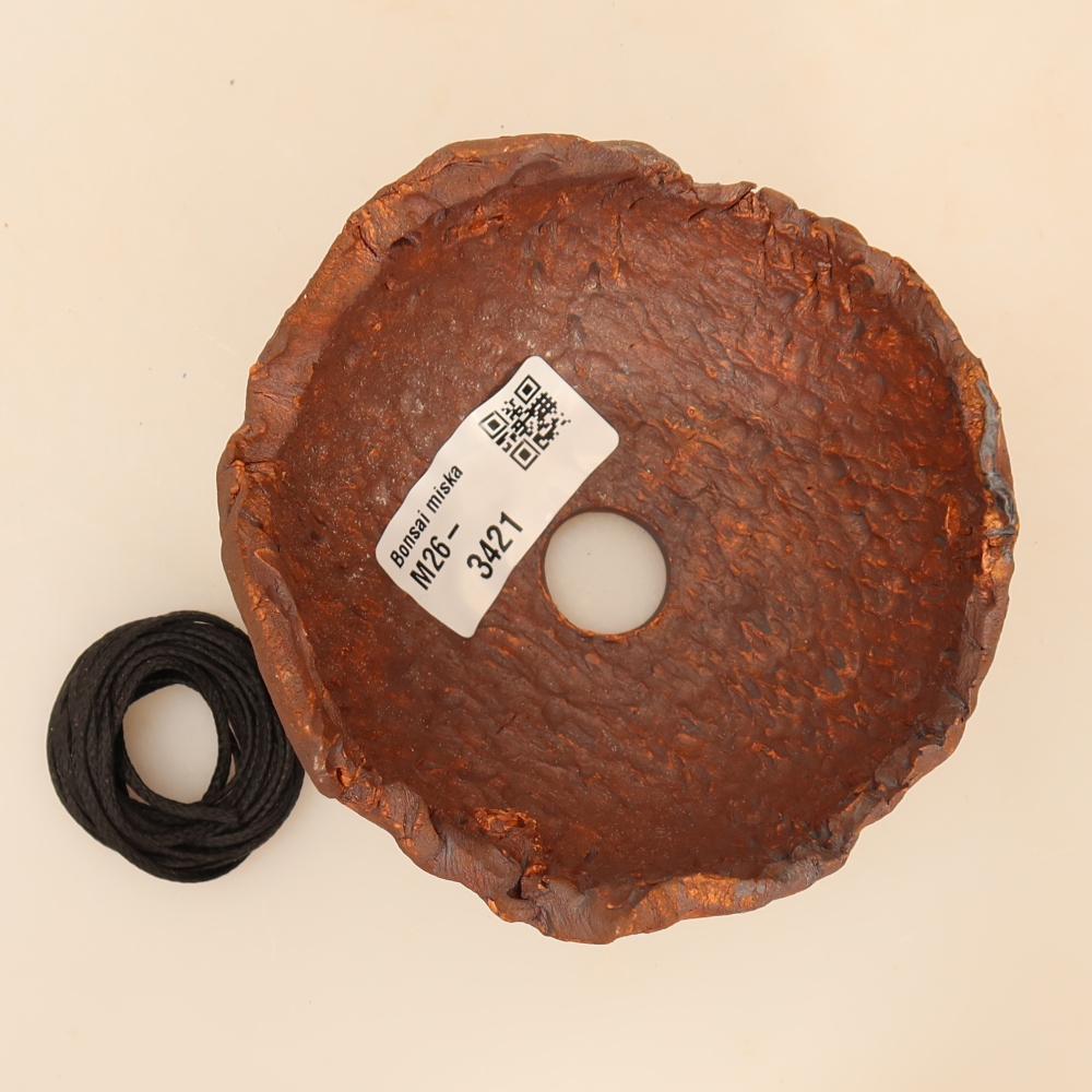 Keramische schaal voor Kokedama, 10 x 10 x 6,5 cm, kleur: bruin