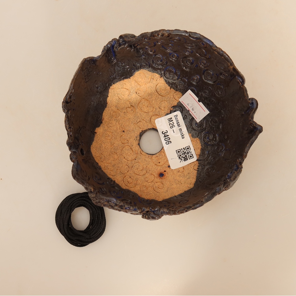 Keramische schaal voor Kokedama, 12 x 11 x 7,5 cm, kleur: blauw