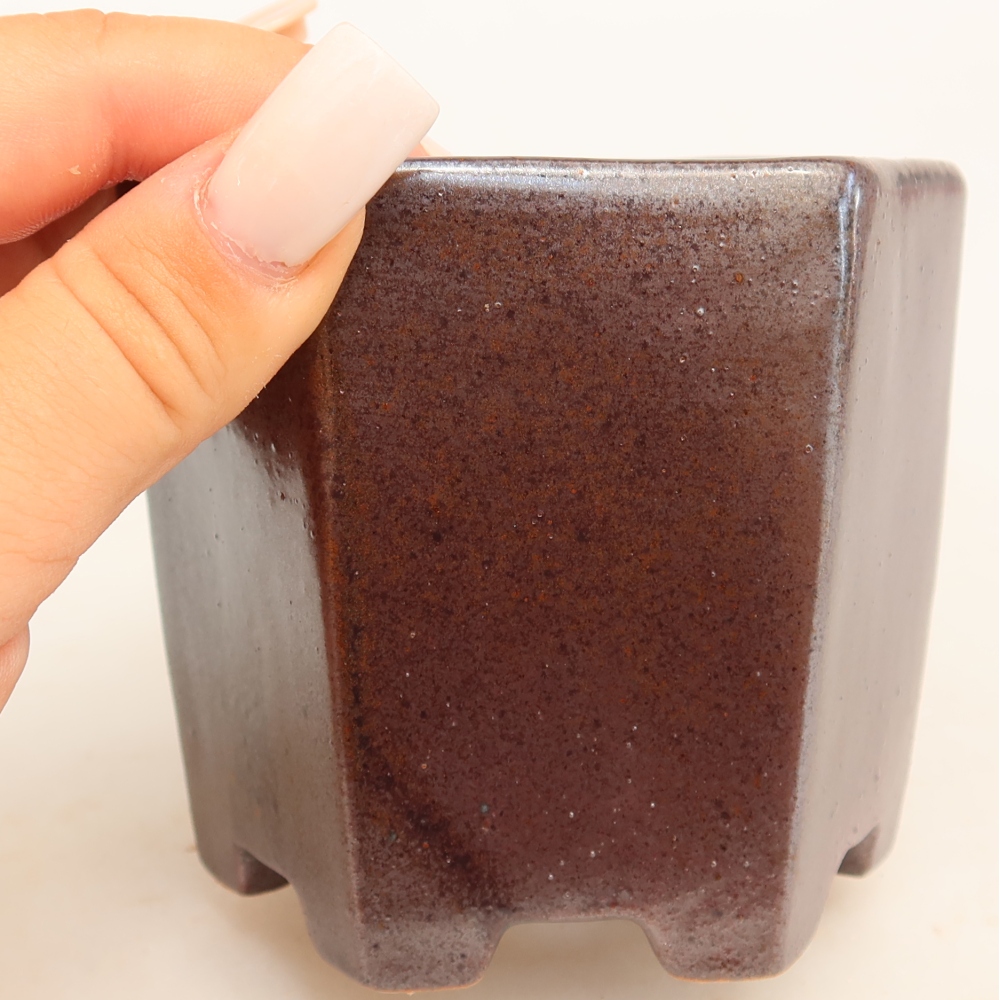 Keramische bonsaipot 9 x 8 x 8 cm, kleur bruin