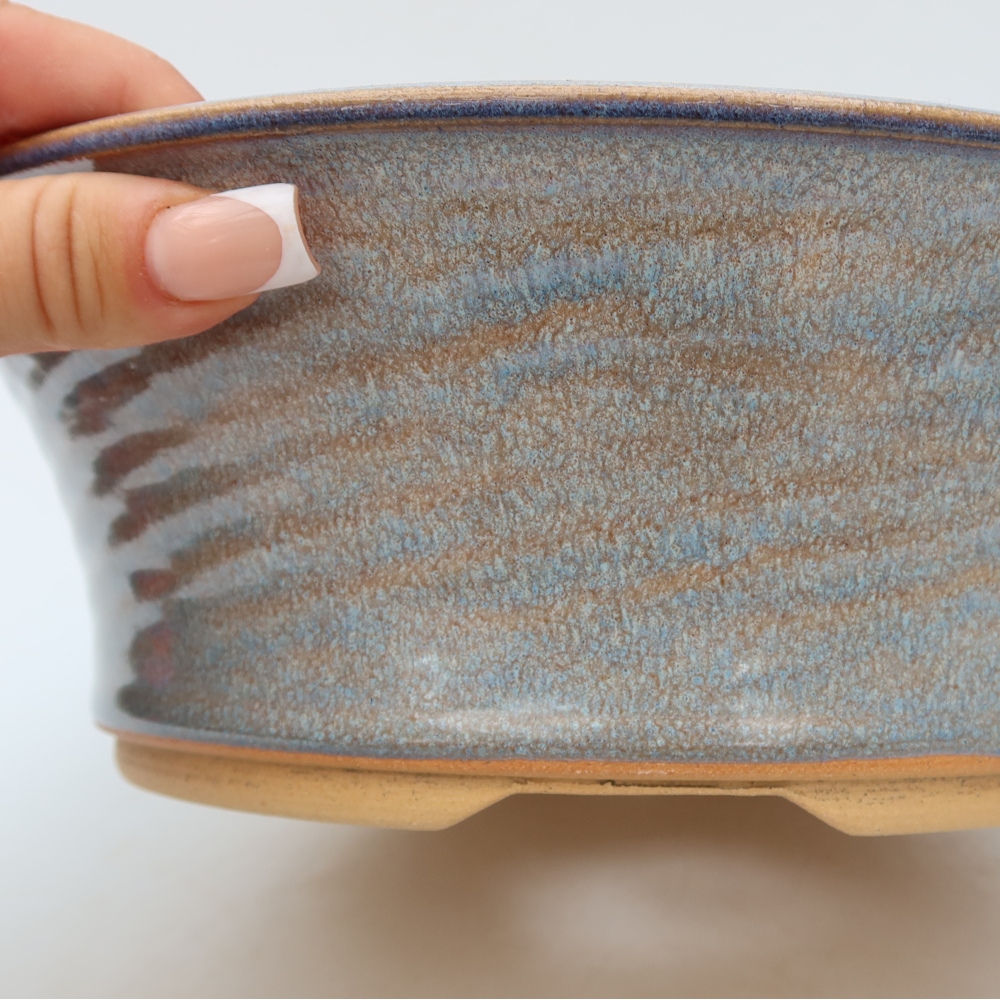 Keramische bonsaischaal 25,5 x 25,5 x 8,5 cm, kleur: blauw