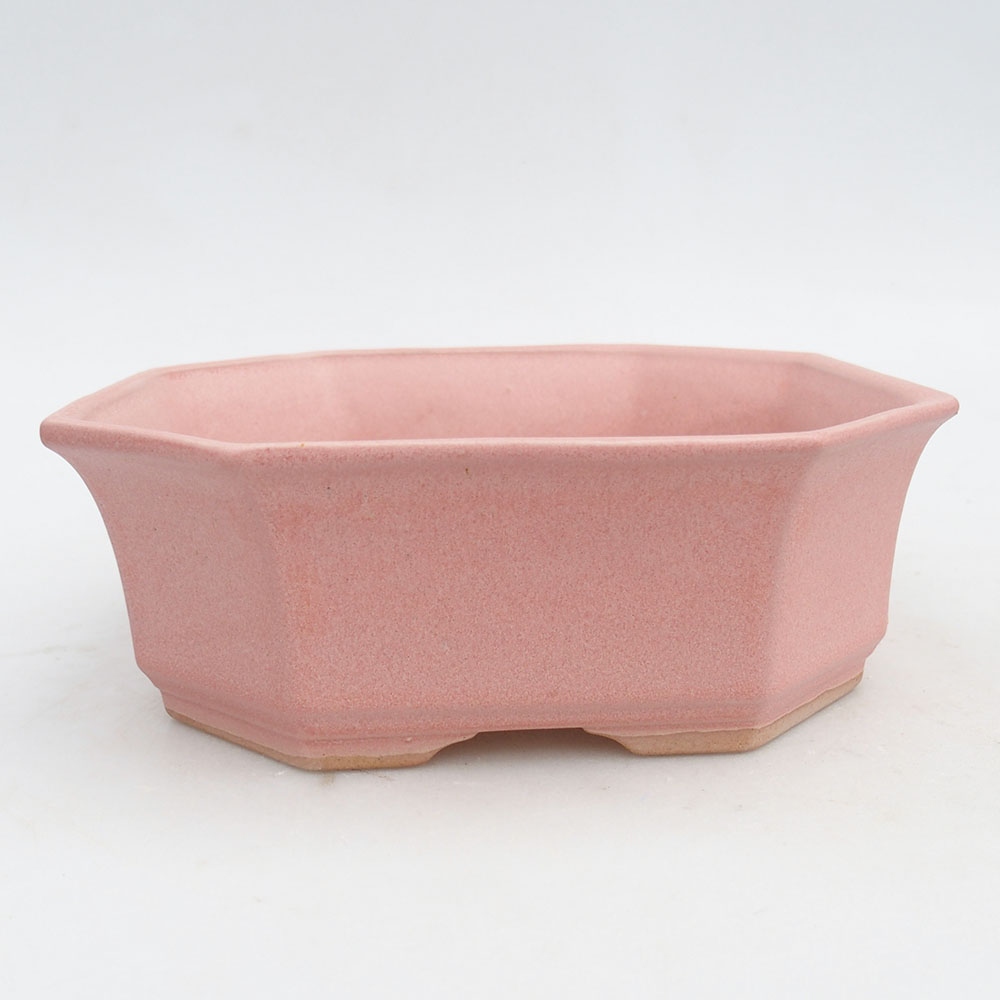 Bonsaischaal van keramiek 17,5 x 17,5 x 6 cm, roze