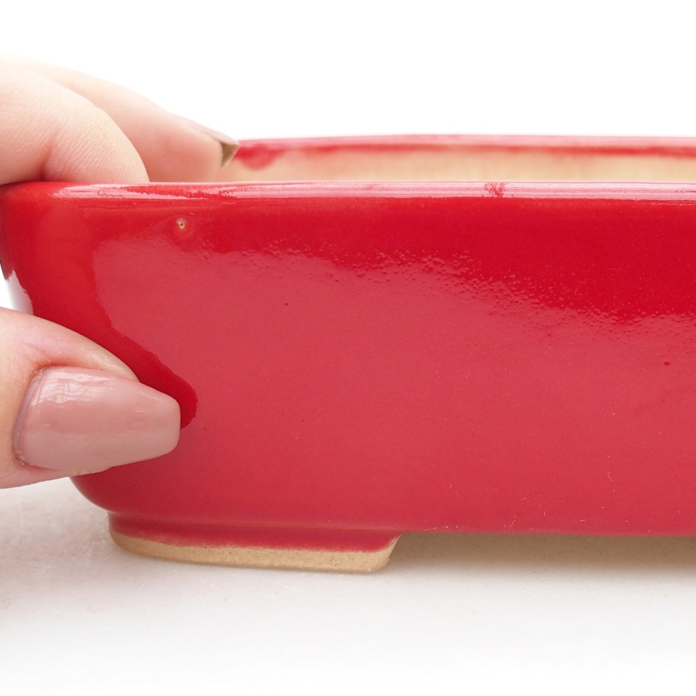 Bonsaischaal van keramiek 15 x 12 x 4,5 cm, kleur rood