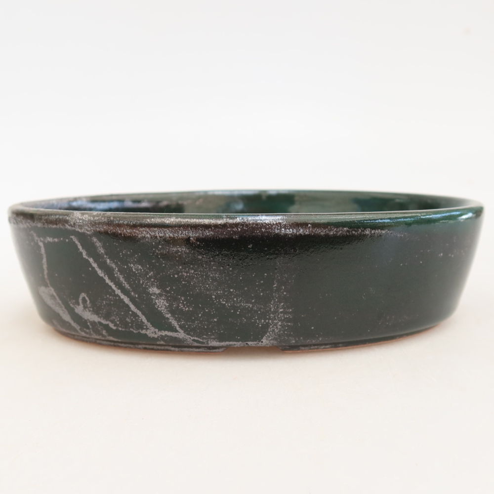 Bonsaischaal van keramiek 16,5 x 11,5 x 4,5 cm, groen
