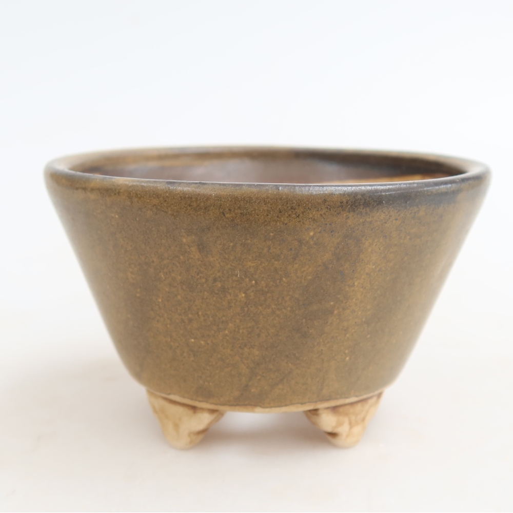 Keramische bonsaischaal 8,5 x 8,5 x 5 cm, kleur bruin