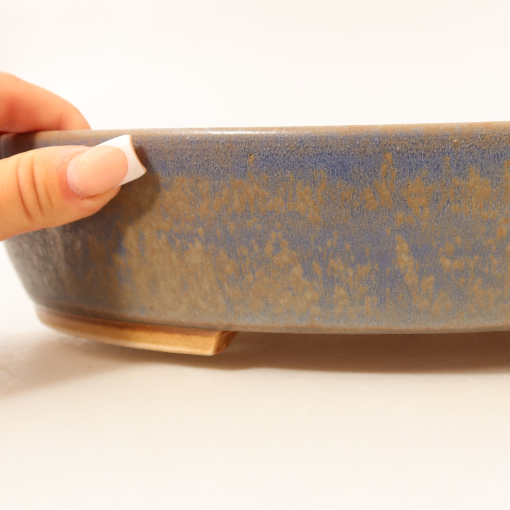 Bonsaischaal van keramiek 31,5 x 27,5 x 6 cm, kleur blauw