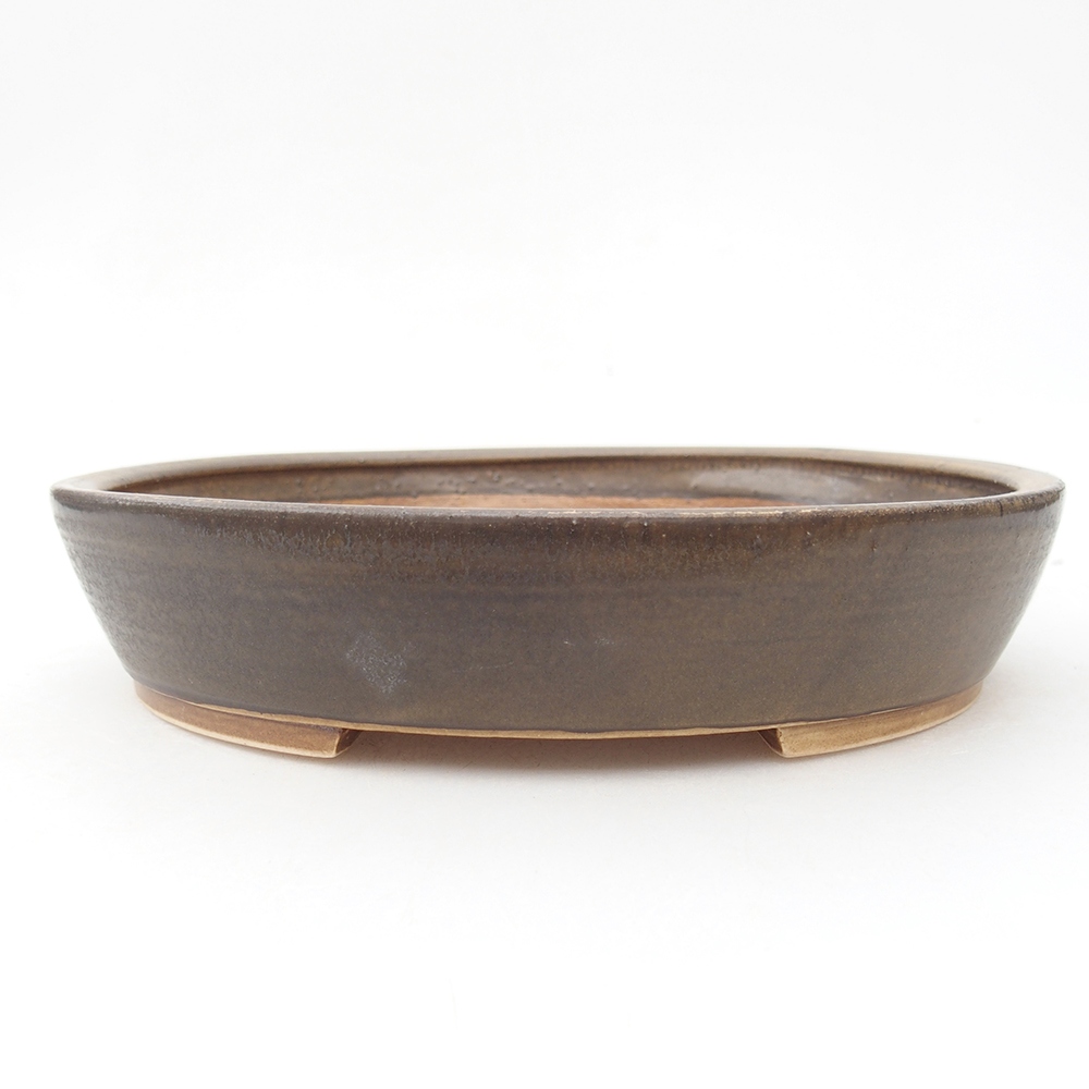 Bonsaischaal van keramiek 20,5 x 18,5 x 4 cm, bruin