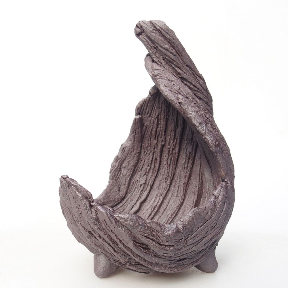 Keramische schaal 9 x 7,5 x 13 cm , metaalkleur