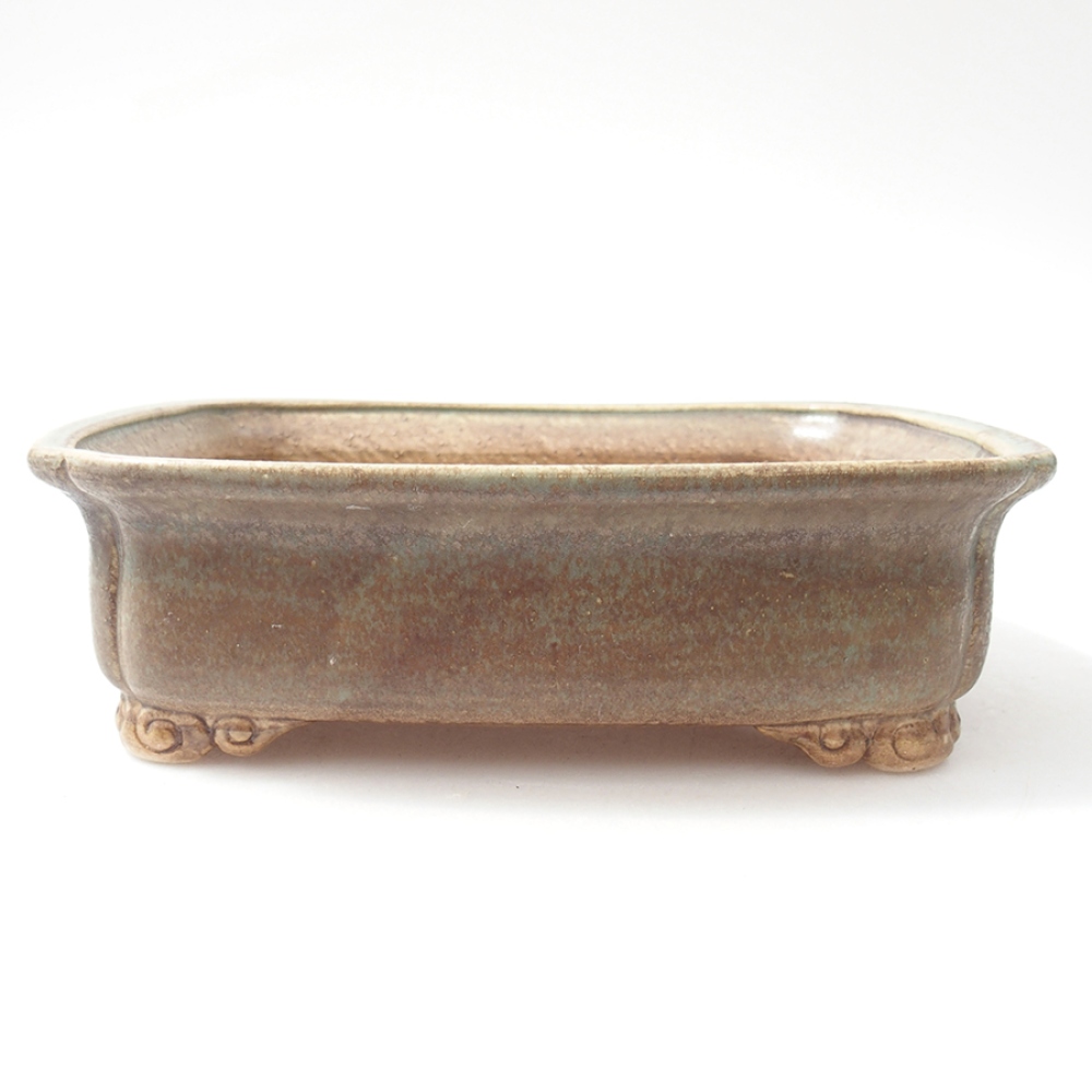 Bonsaischaal van keramiek 19,5 x 16,5 x 6 cm, groen