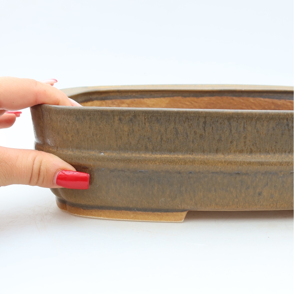 Keramische bonsai-schaal 29,5 x 24,5 x 7 cm, kleur bruin