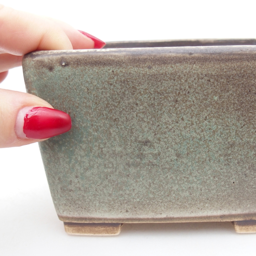 Bonsaischaal van keramiek 11 x 11 x 7 cm, groen