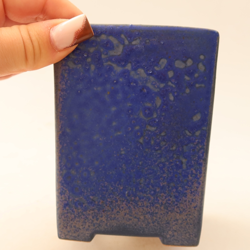 Keramische bonsaipot 7,5 x 7,5 x 10 cm, kleur: blauw