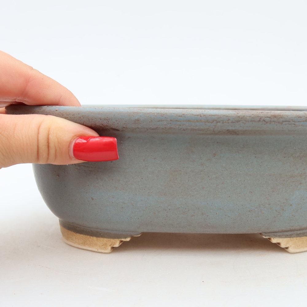 Keramische bonsaipot 20 x 16,5 x 7 cm, kleur: blauw