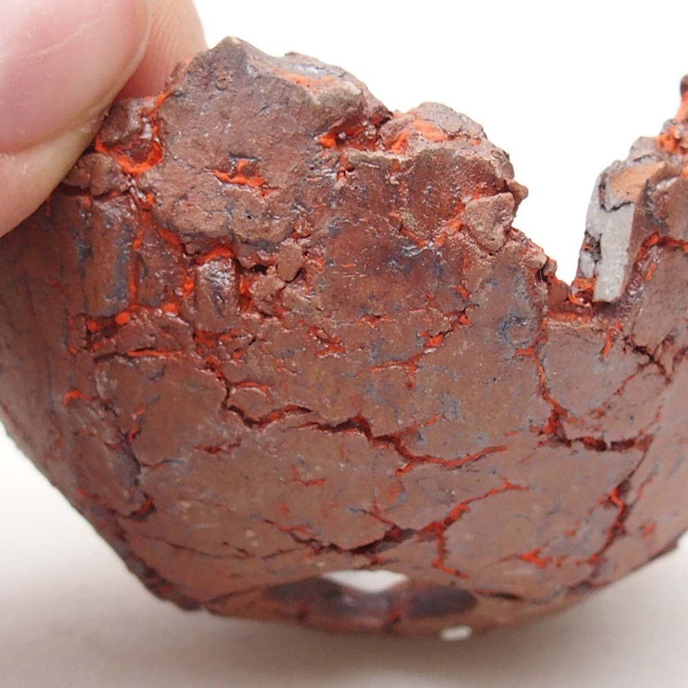 Schelp van keramiek 7 x 7 x 4 cm , kleur oranje