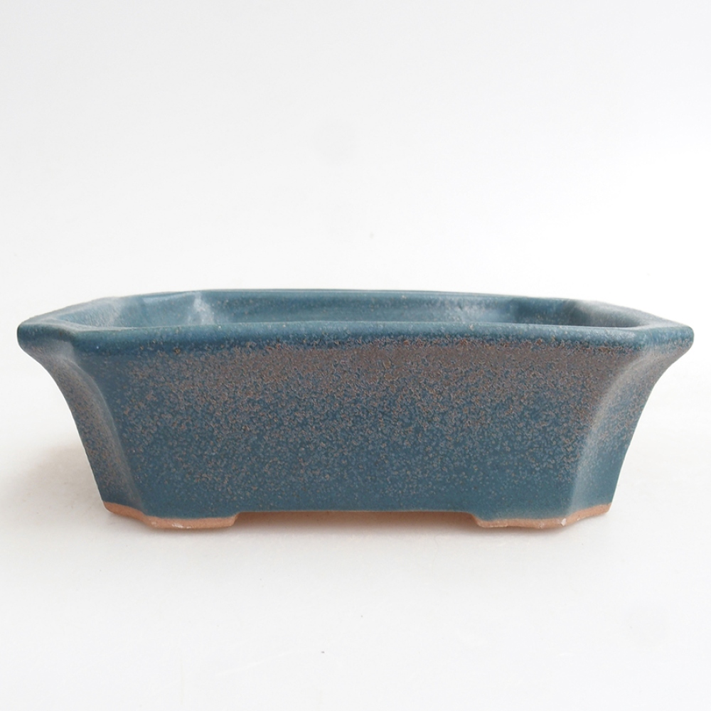 Bonsaischaal van keramiek 13 x 10,5 x 4 cm, kleur blauw