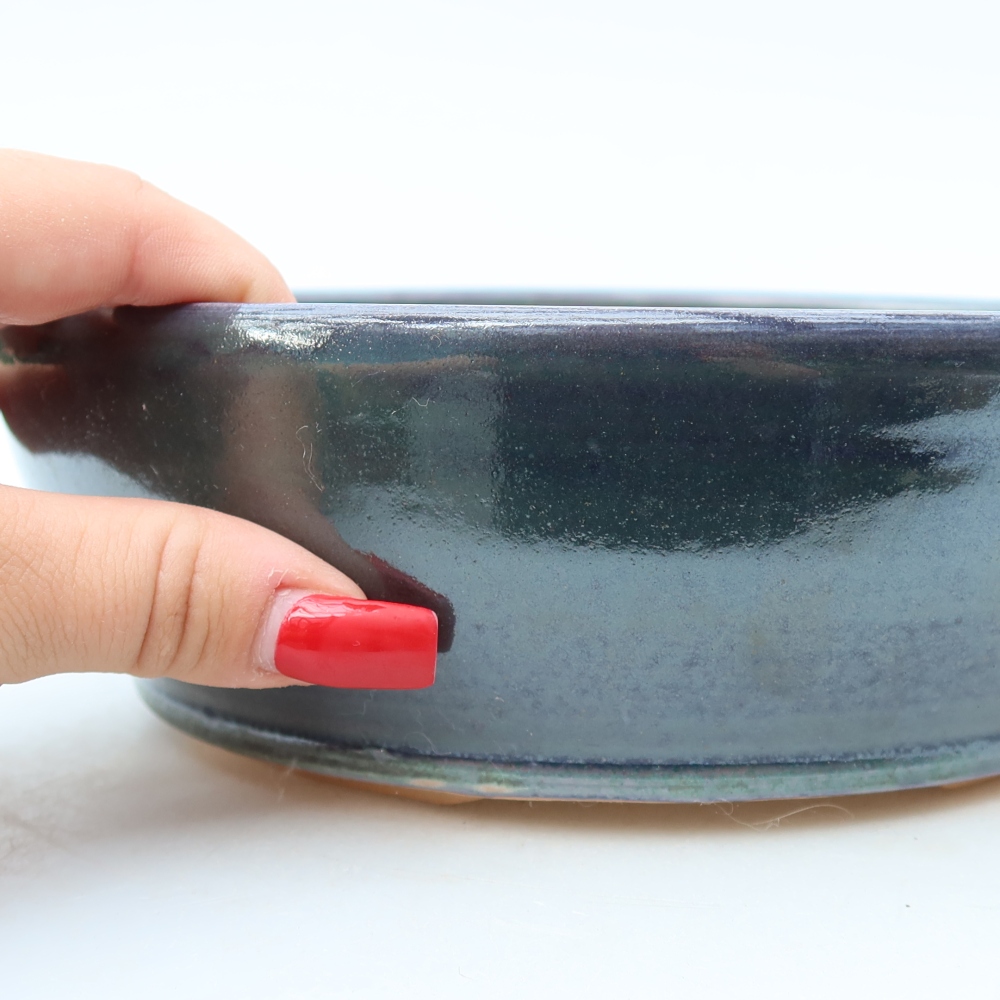 Keramische bonsaipot 20 x 20 x 6,5 cm, kleur: blauw