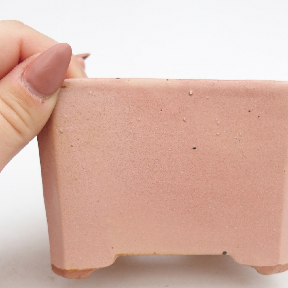Bonsaischaal van keramiek 8 x 8 x 10,5 cm, roze
